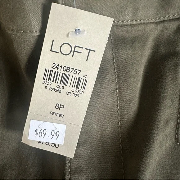 Loft Petites NWT Olive Green Marisa Skinnny Pants with Zippers Size 8P - Picture 7 of 11